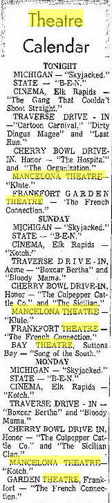 Lona Theatre - Traverse City Record Eagle Jul 1 1972 (newer photo)